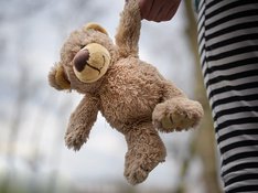 brown-teddy-bear-on-white-and-black-striped-textile.jpg